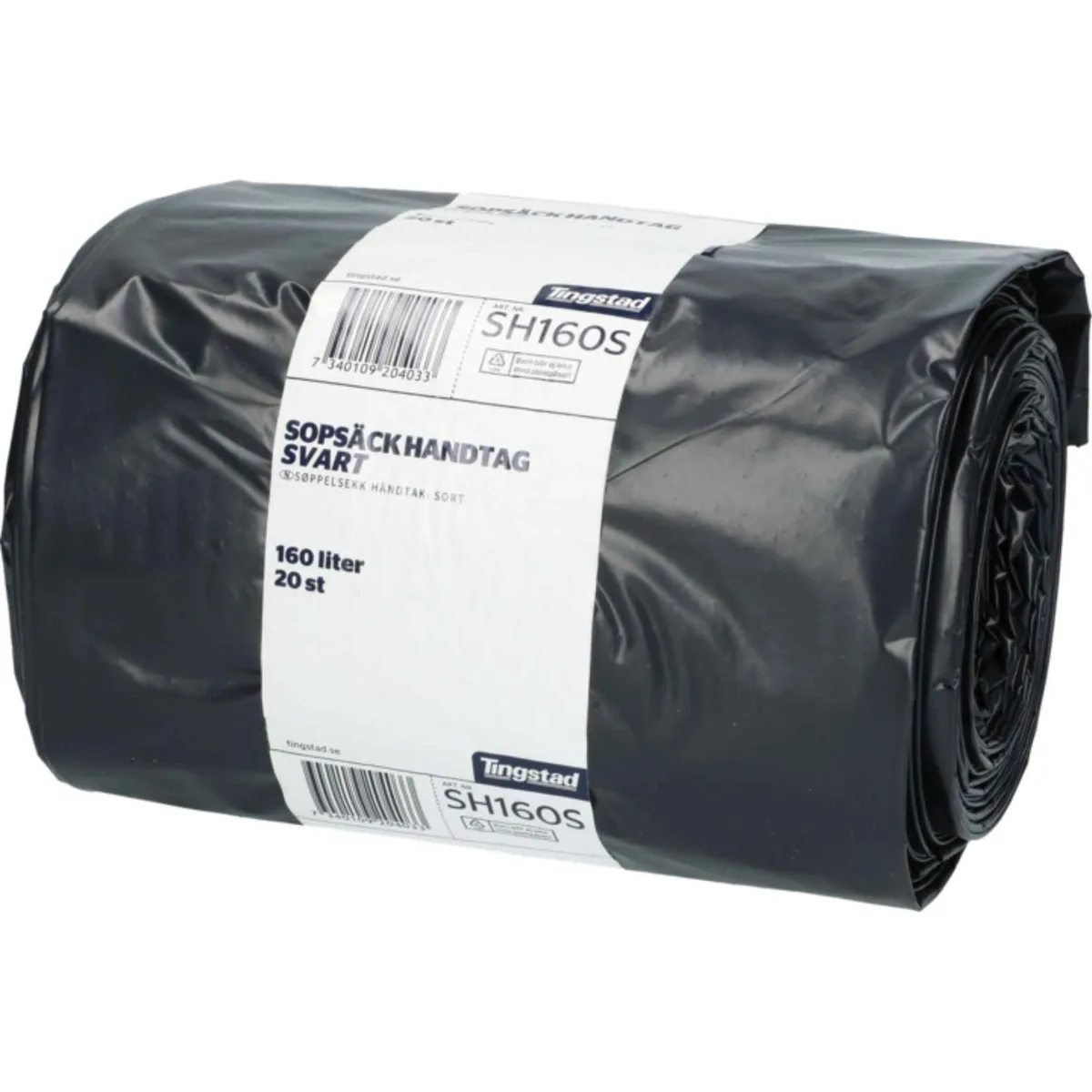 Sopsäck Handtag 160L Svart, 1 krt